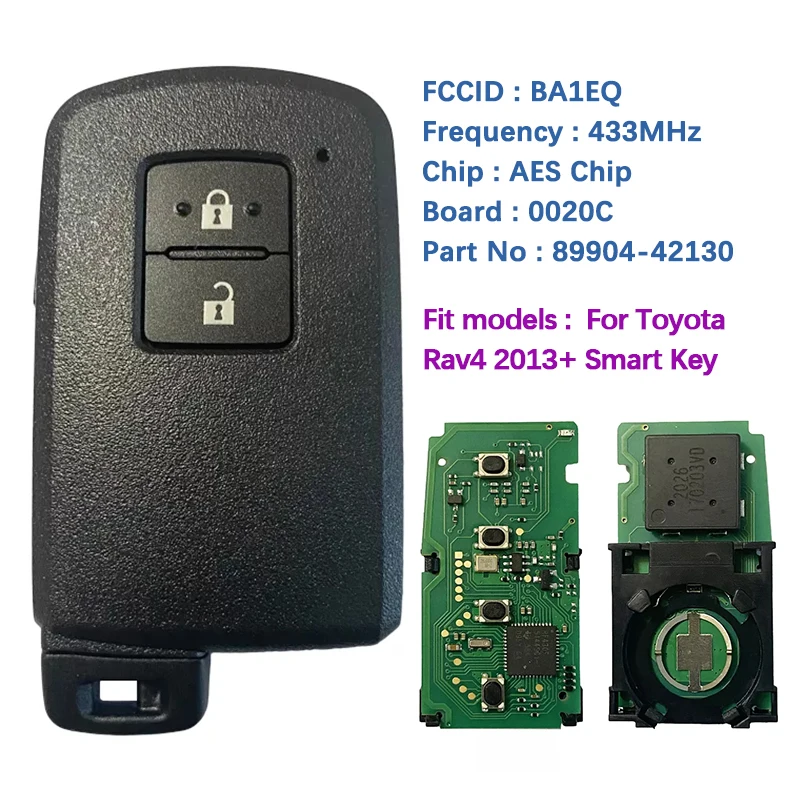 CN007170 Aftermarket 2 Button Smart Key For Toyota Rav4 2013+   BA1EQ P1 88 DST-AES Chip 433MHz 89904-42130 Keyless Go