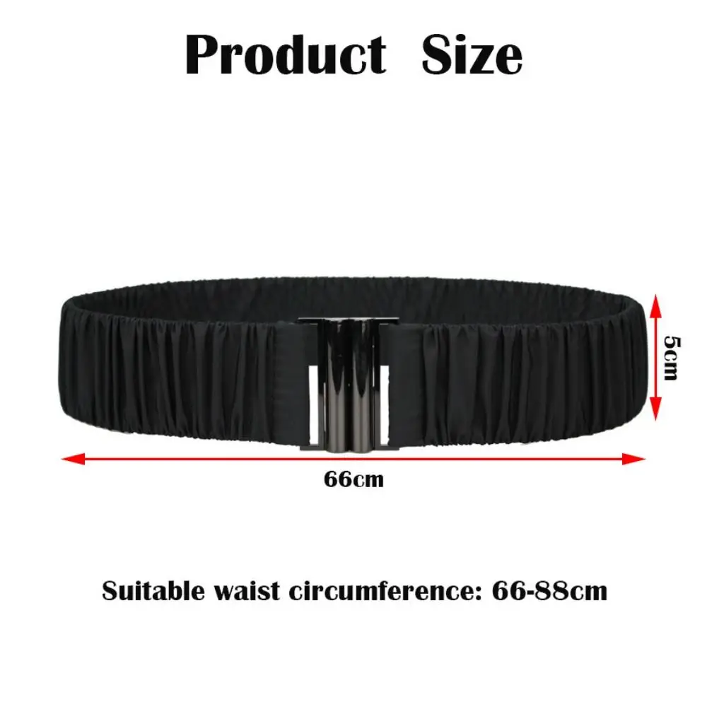Moda 5 cm di larghezza Piumino Cintura in vita Pieghettato Casual Cintura elasticizzata Fibbia Elastico Piumino in tinta unita Cintura