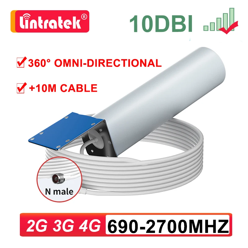 Lintratek Antena Externa para Amplificador Celular, Cell Mobile Phone Booster, Repetidor, GSM, LTE, UMTS, Antena Externa Omni, 2G, 3G, 4G