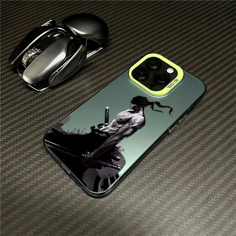 Japan Anime One Piece Phone Case for iPhone 11 12 13 14 15 16 17 Pro Max Plus Three blade flow Zoro Blindfold Shockproof Cover view 3