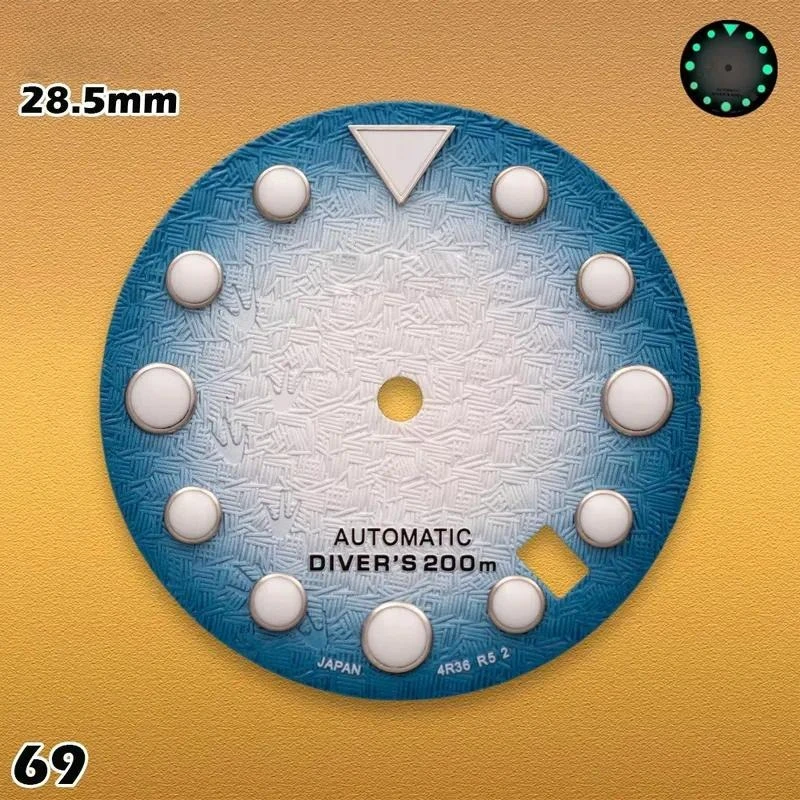S-type 28.5mm 3D footprints Water Ghost Diving Dial NH35 Movements Watches for men Watch Modification Accessories