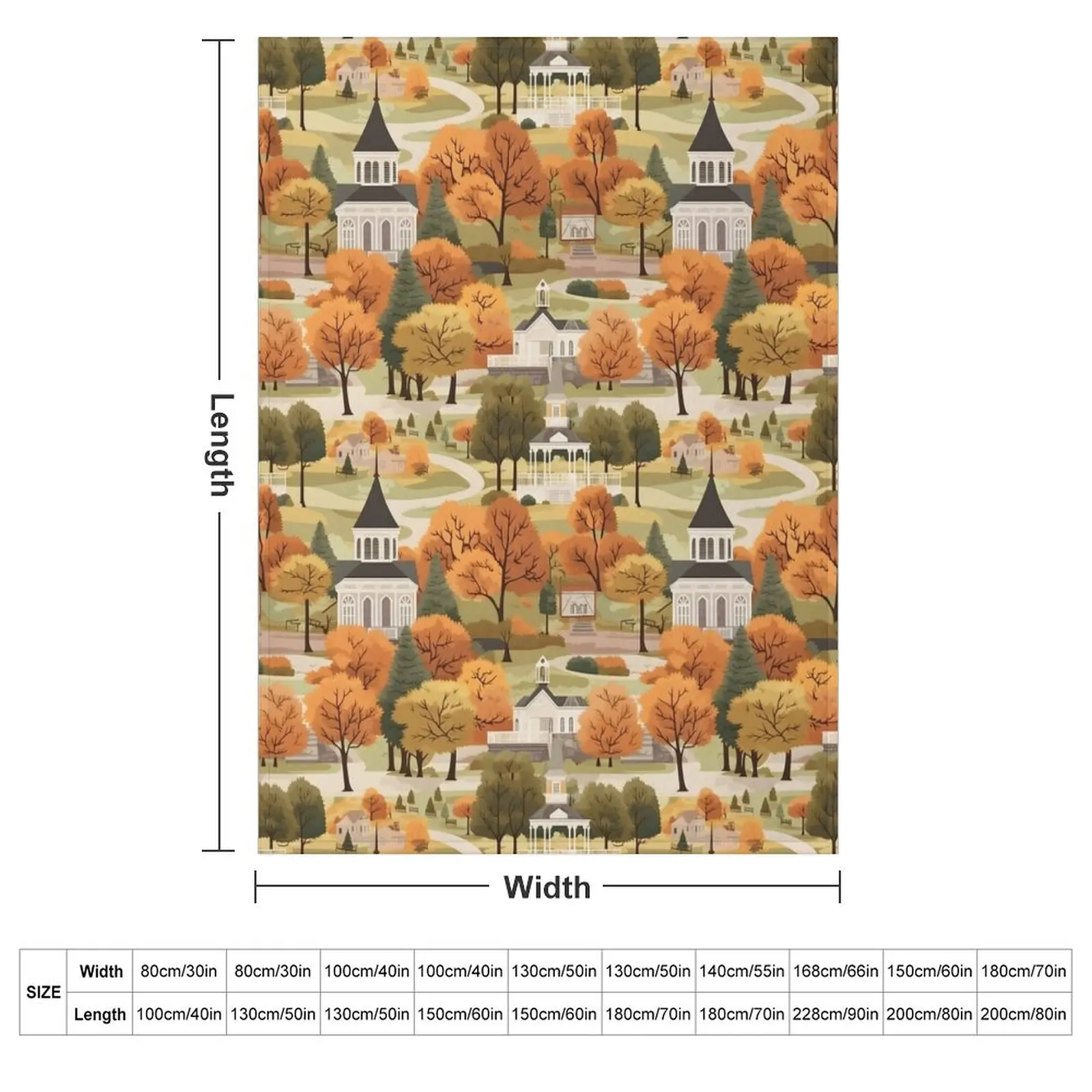 Small Town Connecticut II - Town Square - Autumn - Gilmore Pattern Throw Blanket Designers Soft Flannel Picnic Hairy Blankets