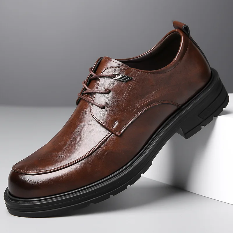 

Retro Men Business Brand Leather Shoes Fashion Casual Shoes for Men Black Brown Breathable Loafers Comfort Shoes