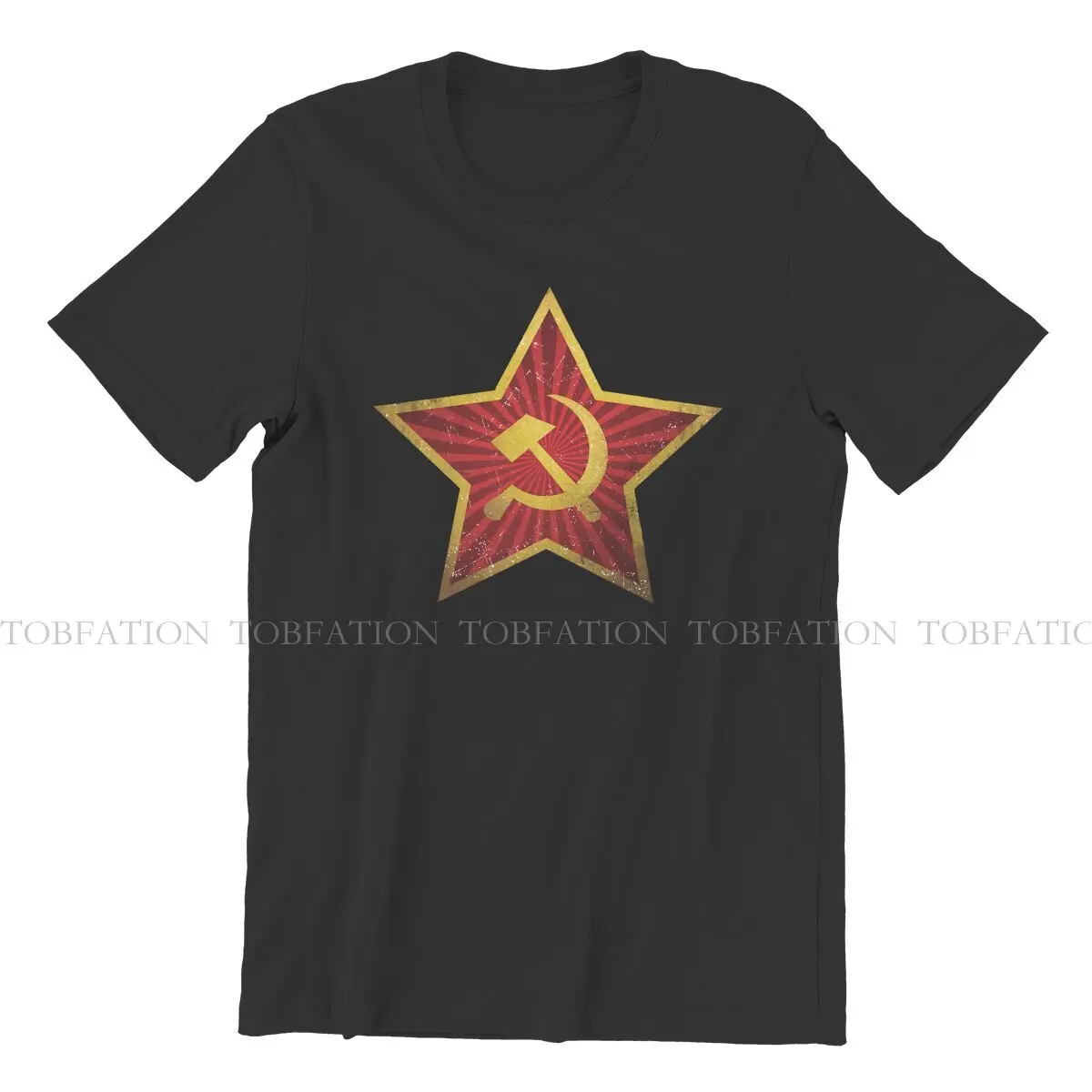 Soviet Red Star Insignia Distressed  Men TShirt Russian USSR CCCP O Neck Short Sleeve Fabric T Shirt Birthday Gifts