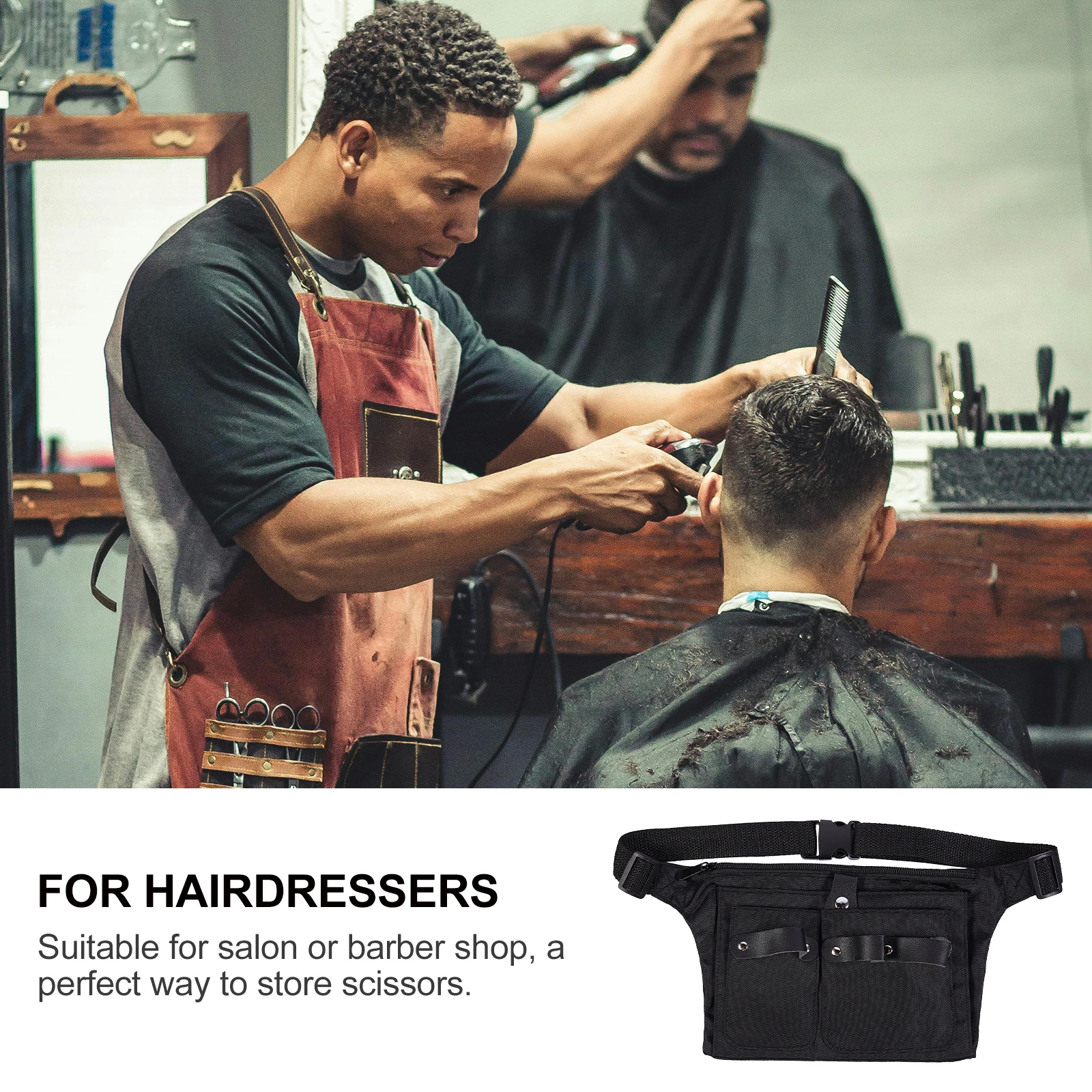 

Premium Nylon Hairdressing Scissors Waist Bag Barber Tool Organizer Pouch with Belt Portable Lightweight Case for for Salon