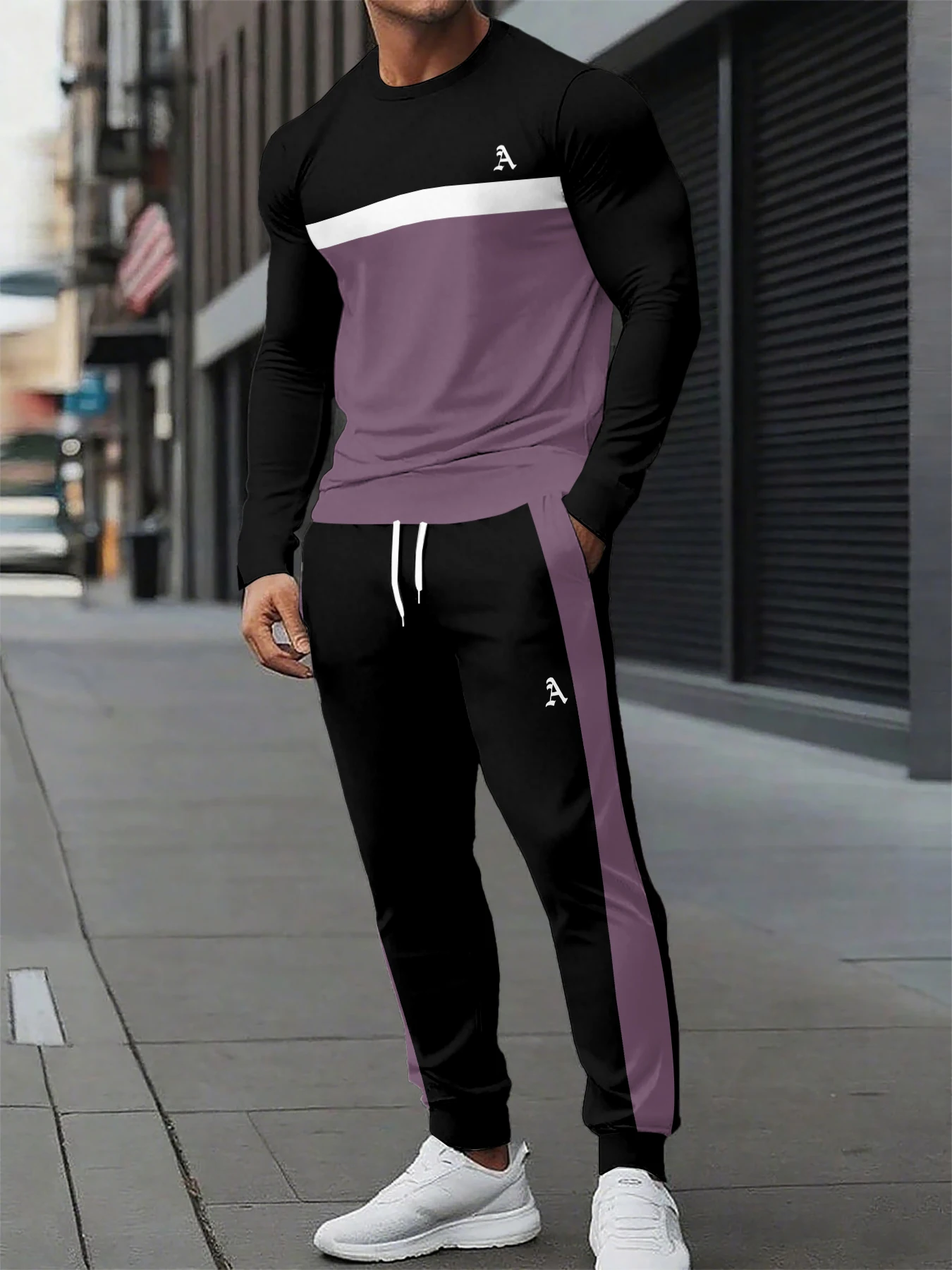 الخريف والشتاء الرجال الرياضة مجموعة ثلاثية الأبعاد مطبوعة ألف خط كم طويل 2 قطعة مجموعة الرياضة مجموعة موضة طويلة الأكمام مجموعة التجفيف السريع