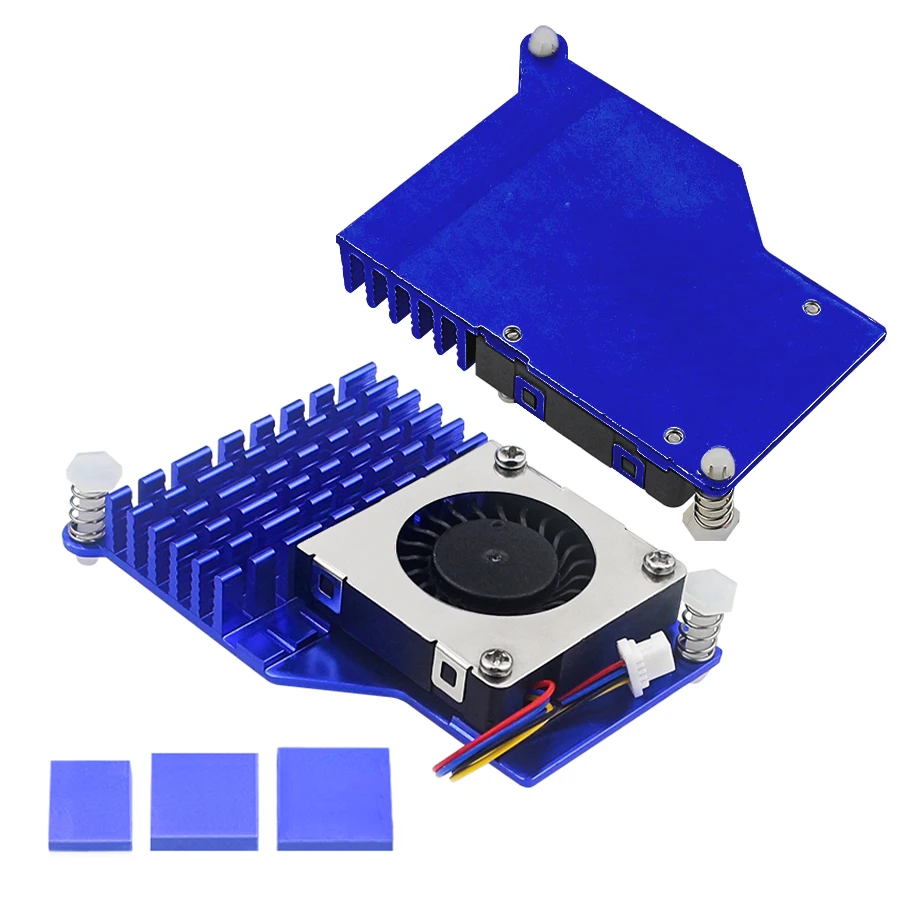 

For Raspberry Pi 5 Active Cooler Fan Aluminum Heatsink with PWM Speed Adjustable Fan Black Silver Blue Metal Radiator for RPi 5