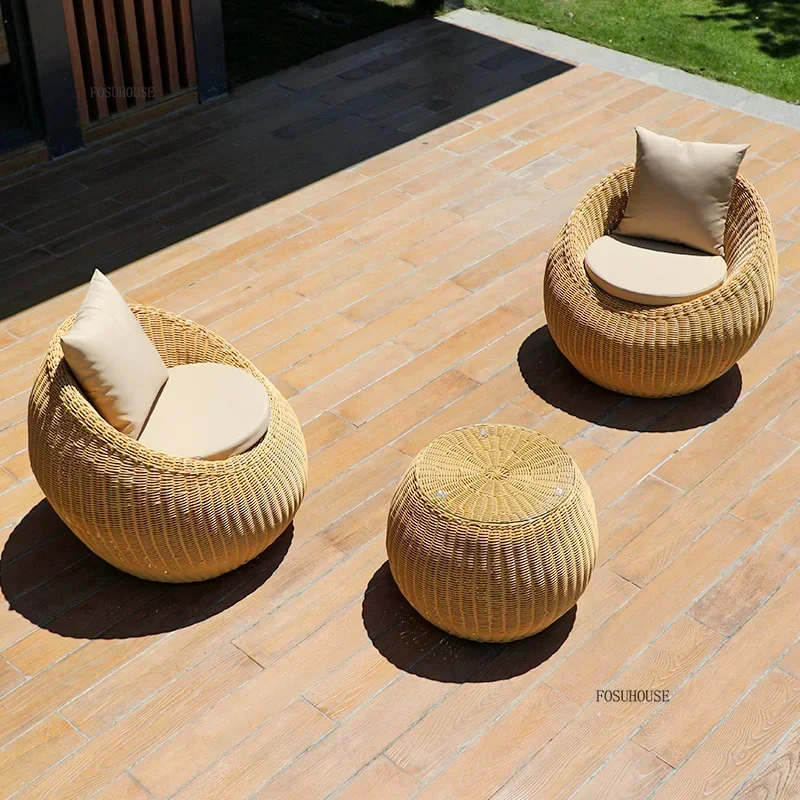 Outdoor Garden Furniture Sets Courtyard Terrace Sofa Chair and Table Set Leisure Homestay Balcony PE Rattan Sofa Combination B