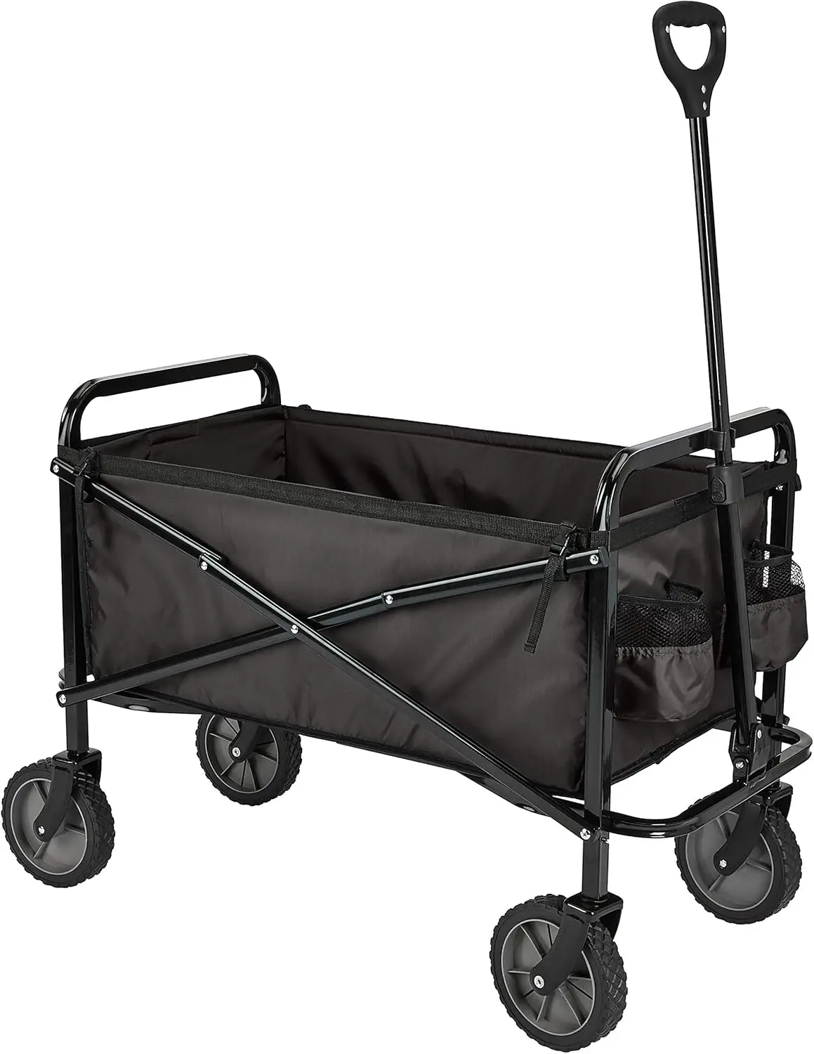 Collapsible Heavy Duty Utility Wagon for Outdoor Sports, Camping, Garden, and Shopping, 265 Pounds Capacity, 27.6 x 40.9 x 20 inches, Black