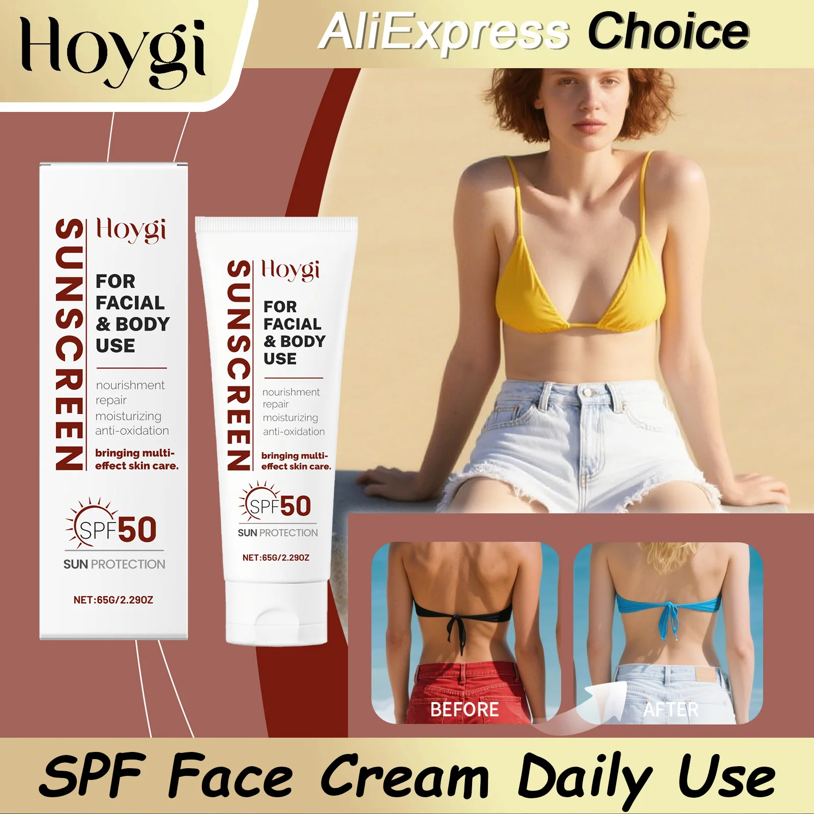 

Солнцезащитный крем для лица и тела HOYGI SPF50, защитная сыворотка для чувствительной кожи, восстанавливающий и увлажняющий барьер