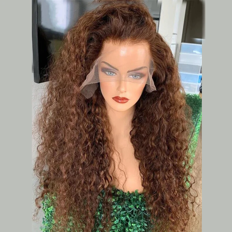 

Бесклеевой парик 26 дюймов, длинный коричневый, странный, вьющийся, предварительно сорванный, плотность 180%, парик спереди, для чернокожих женщин, детские волосы, температура нагрева, ежедневно