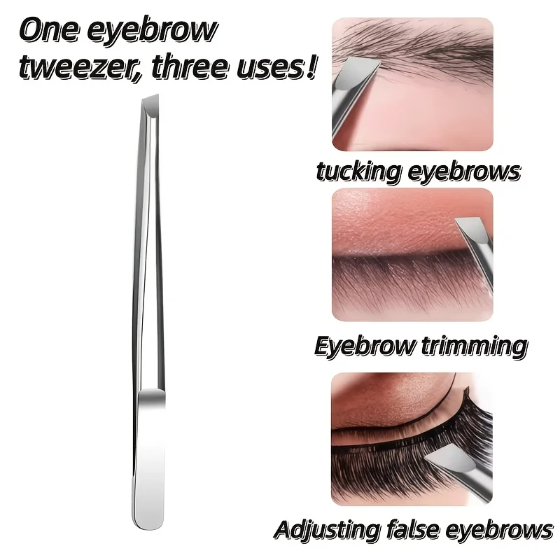 

1PC Professional Stainless Steel Tweezers With Slanted Eyebrows And Facial Clips Durable And Hypoallergenic Eyebrow Clip