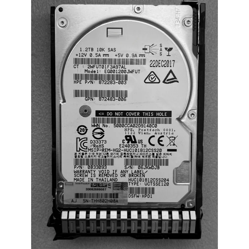 A+  for HP HPE 872737-001 872283-003  1.2TB 12G SAS 10K SFF 2.5" SC  W/Caddy 0 hours