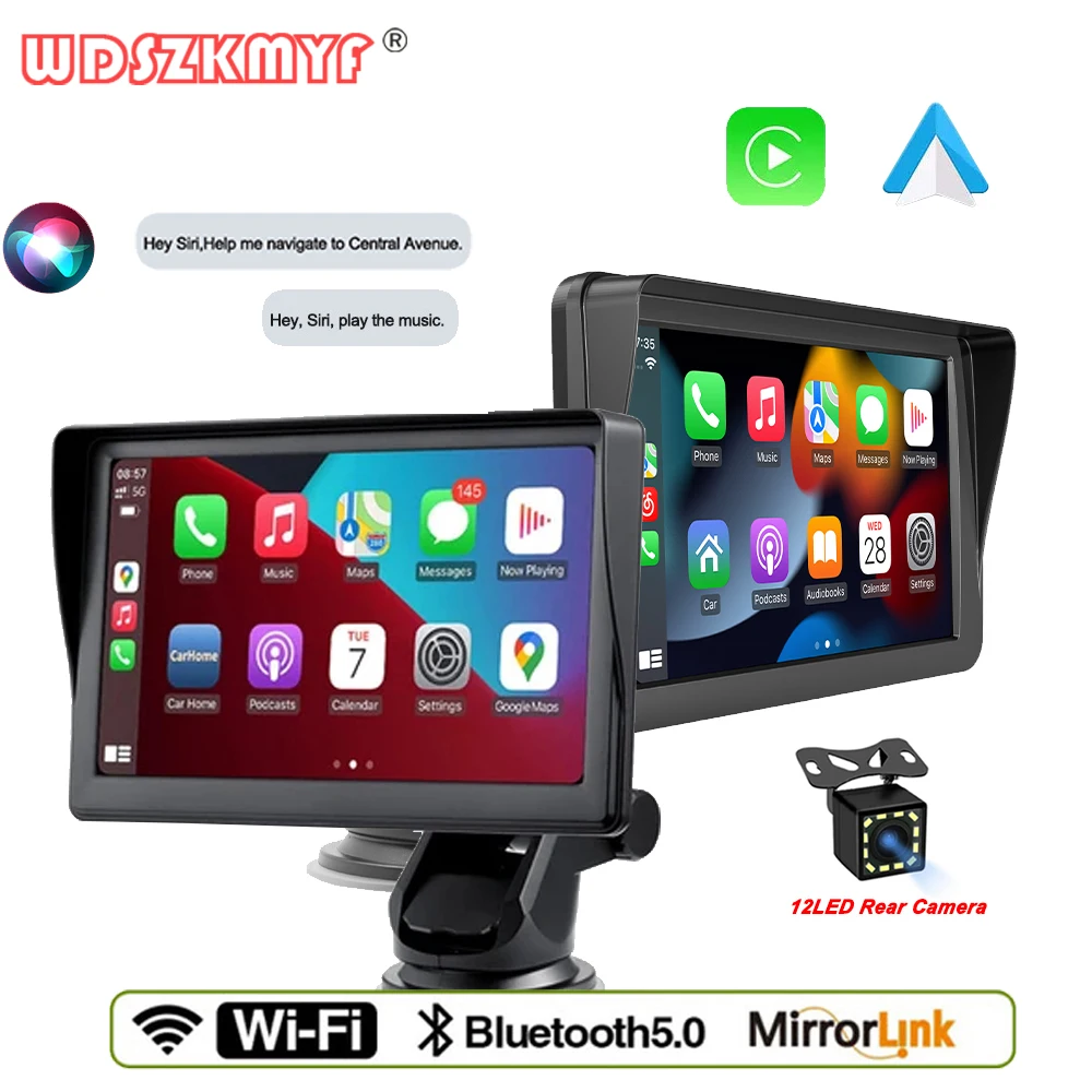 

7inch Portable Universal Wireless Apple CarPlay Android Auto Car Radio Multimedia Video Player Car Touch Screen Bluetooth5.0 AUX