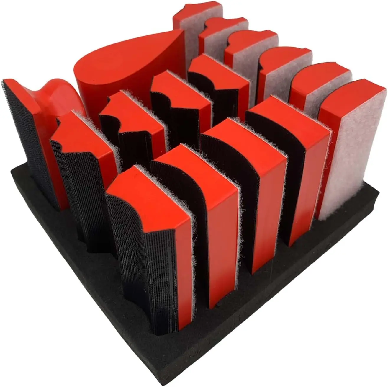 

16-Piece Hand Sanding Block Set with Interchangeable Hook and Loop Pads for Wood Furniture, Auto Paint, and Crafts