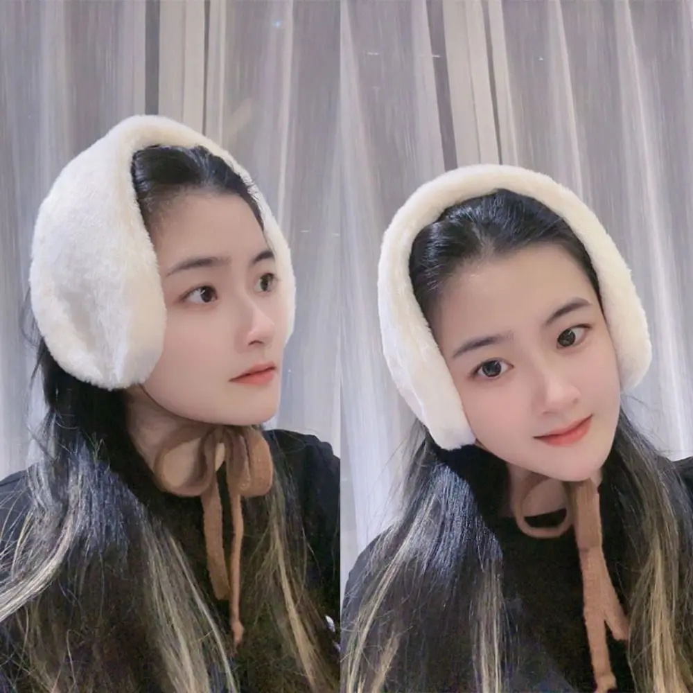 New Plush Winter Small Scarf Solid Color Ear Protection Tie Earmuffs Thick Warm Soft Neck Wrap