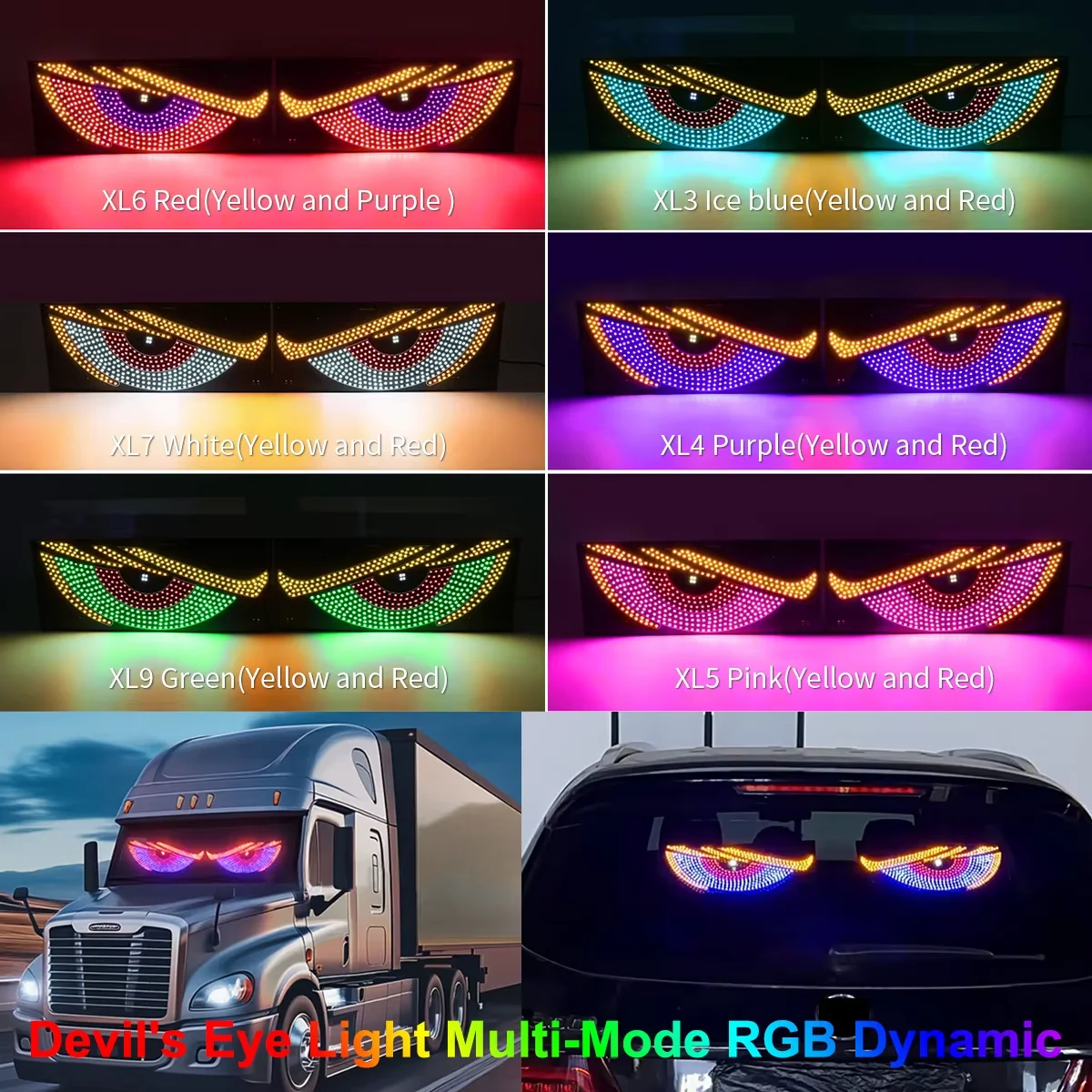 

2pcs USB Dynamic Big Devil Eyes Light For Cars DIY Programmable Flexible Window Screen LED Display Car Animated Auto Truck Eye
