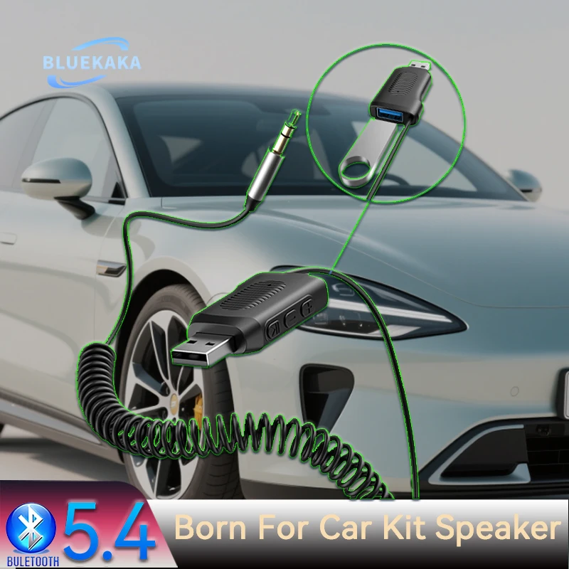 

Новый автомобильный комплект Bluetooth 5.4 AUX аудио приемник USB на 3,5 мм Hifi стерео музыка навигация гарнитура с микрофоном беспроводной адаптер передача USB U-диск воспроизведение