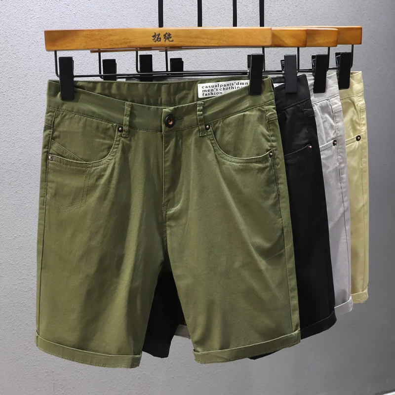 

High quality pure cotton 2024 Summer trendy casual shorts men's slim fit versatile outdoor sports cargo fifth pants