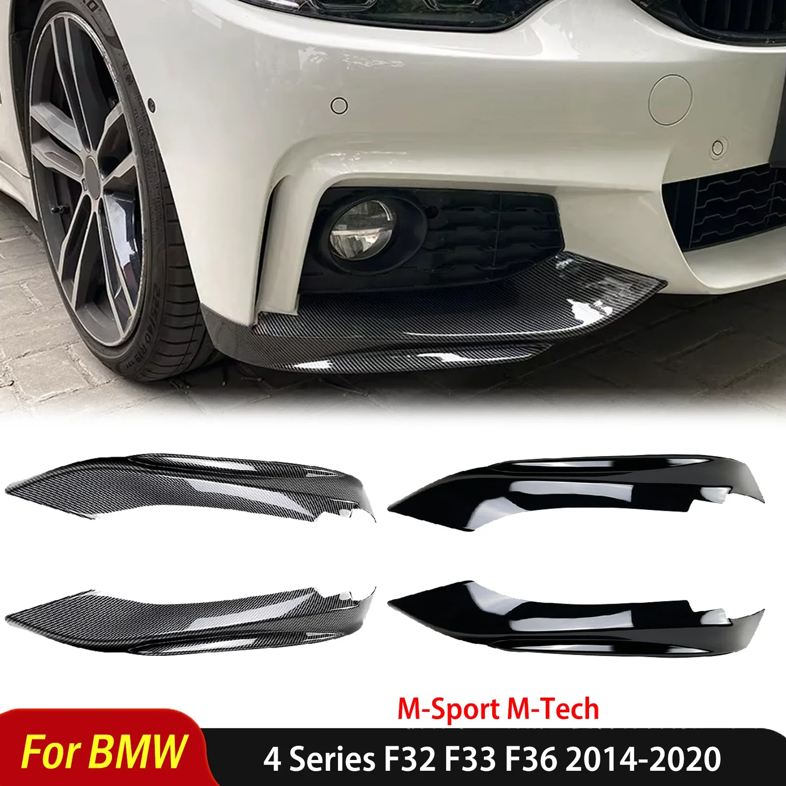 For BMW 4 Series F32 F33 F36 2014-2020 M-Sport M-Tech Front Bumper Lip Spoiler Splitters Guard Protector Cover Auto Accessories