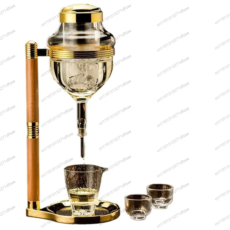 Calentador de sake japonés, enfriador de vino frío, tipo goteo con grifo, juego de decantador de vino tinto