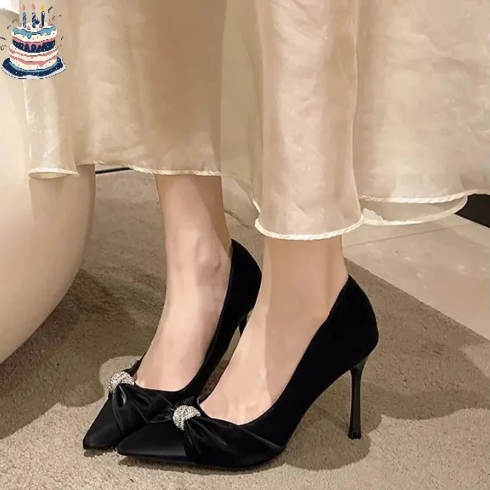 

2026 Ladies' Style High Heels Small Size 34 Elegant socialite pointed thin single shoes