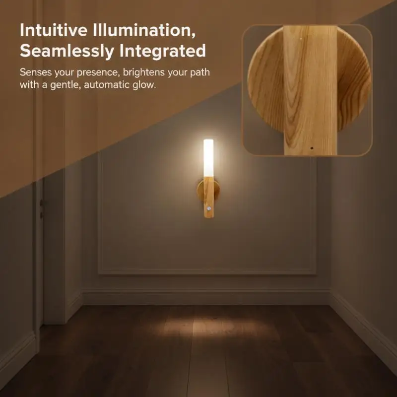 Rechargeable Human Induction LED Light 3 Lighting Modes Auto Motion Sensor Night Lamp for Bathroom Kitchen Bedroom Use