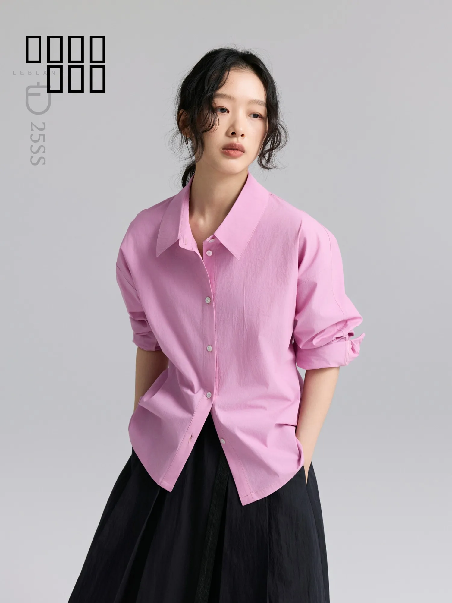 

Lebai 2025 New Sle Women's irt Ele Agel Uneven Waist Cinching Faionable Design Cotton Blend Long Sve Ne