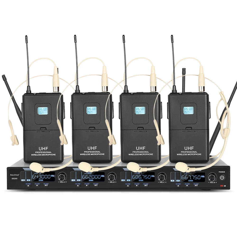 2800 Professional Dynamic Mic Uhf Wireless Headset Mic Microphone System For Stage Church Conference