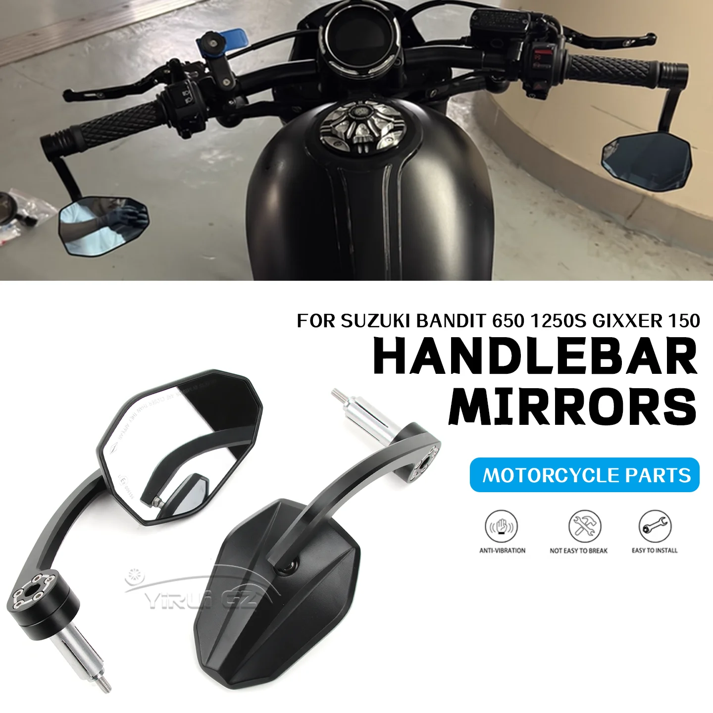 

Зеркало для мотоцикла, зеркало на руль, универсальное зеркало для мотоцикла, широкое видение для Suzuki Bandit 650 1250s Gixxer 150 Bandit 650 1250s