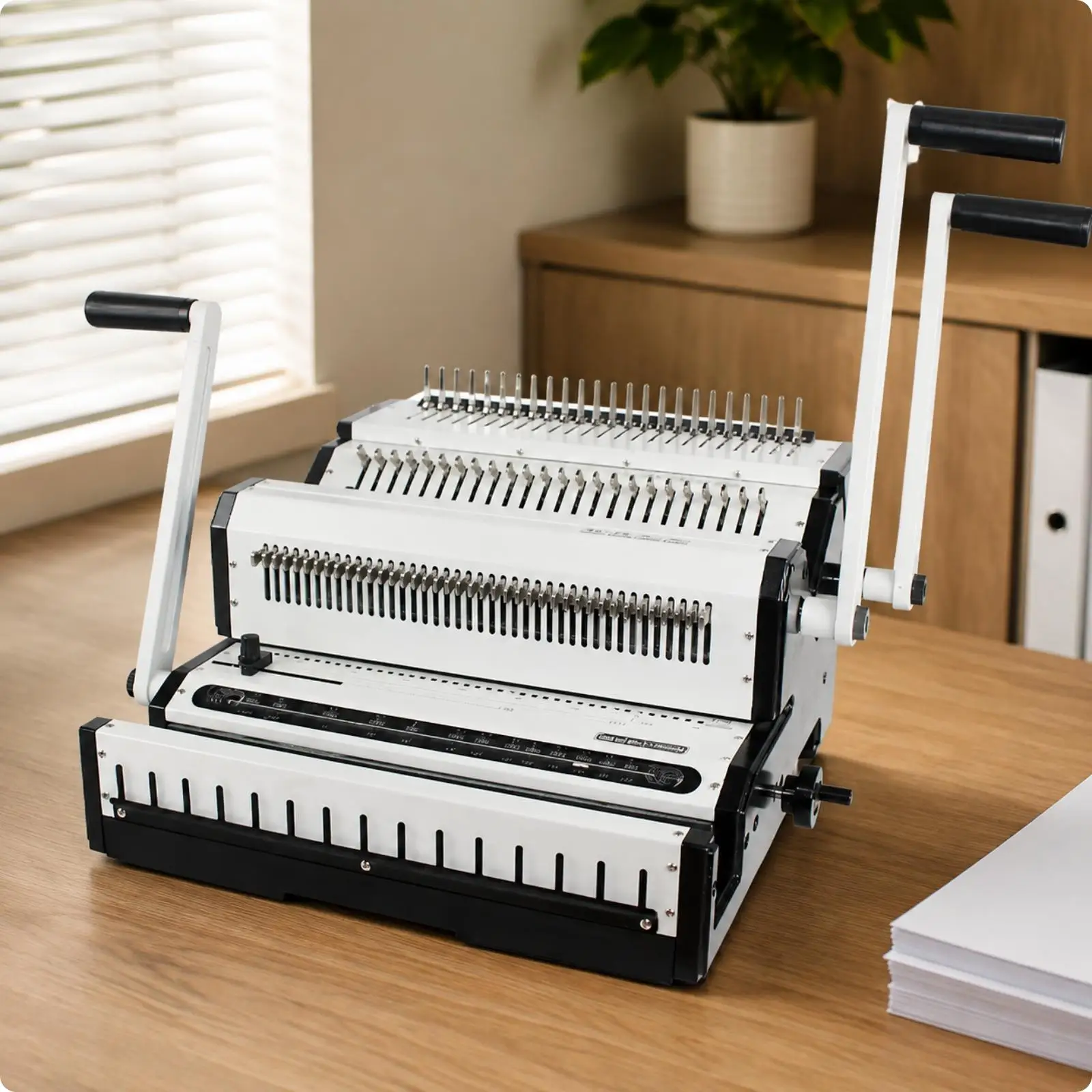 All in One Binding Machine for Comb and Coil Documents with Nonslip Feet and Hanging Hooks