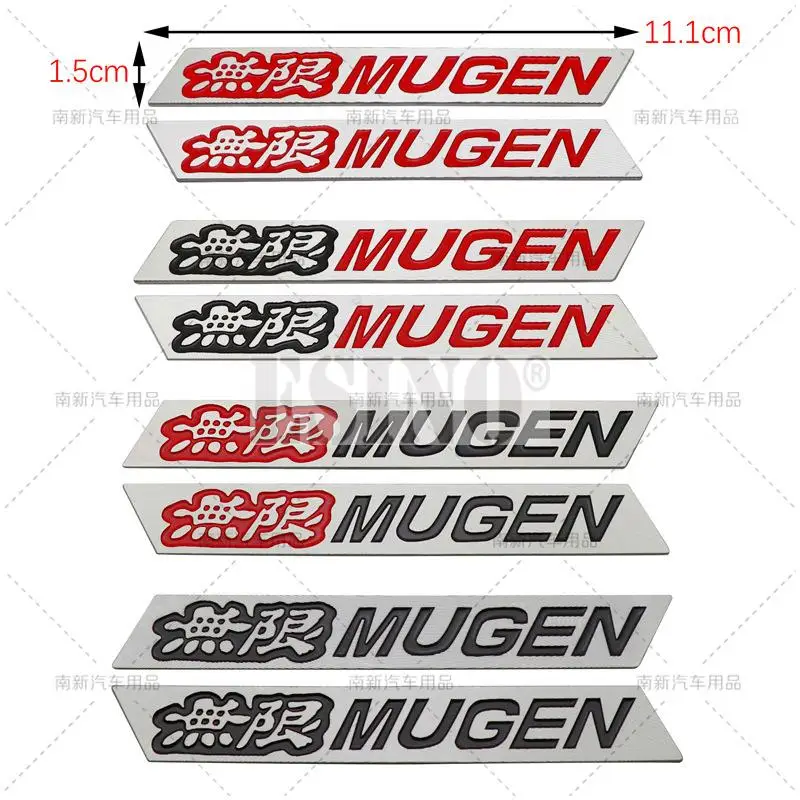 2 x Car Styling Sport Body Fender Side Metal Chrome Zinc Alloy Side 3D Adhesive Emblems Badges for Mugen Power