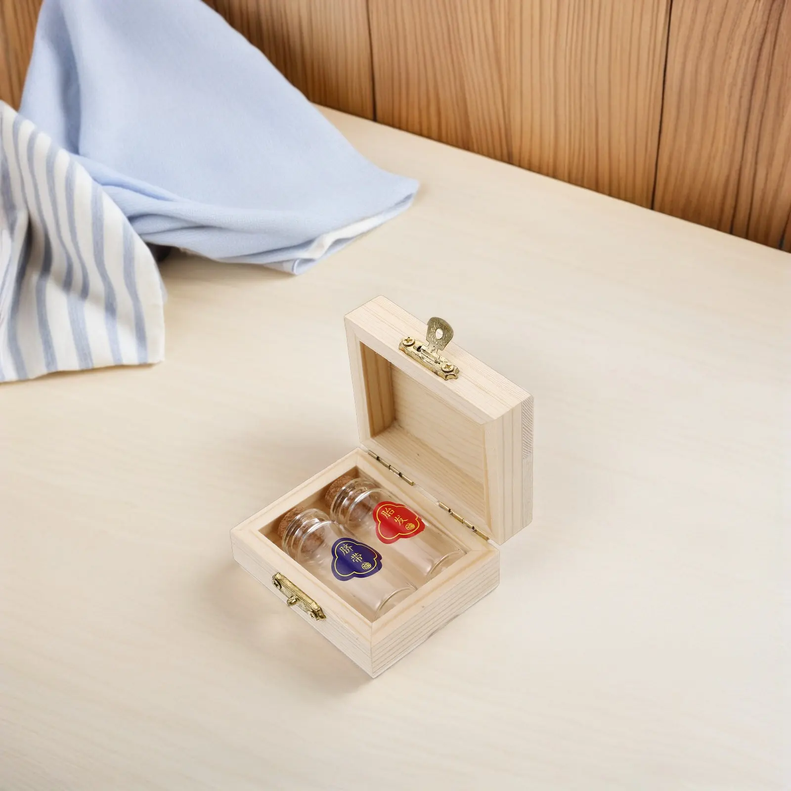 2Set Baby Hair Preservation Box Umbilical Cord Storage Wooden Newborn Keepsake Case First Haircut Curl Memorial Organizer Box