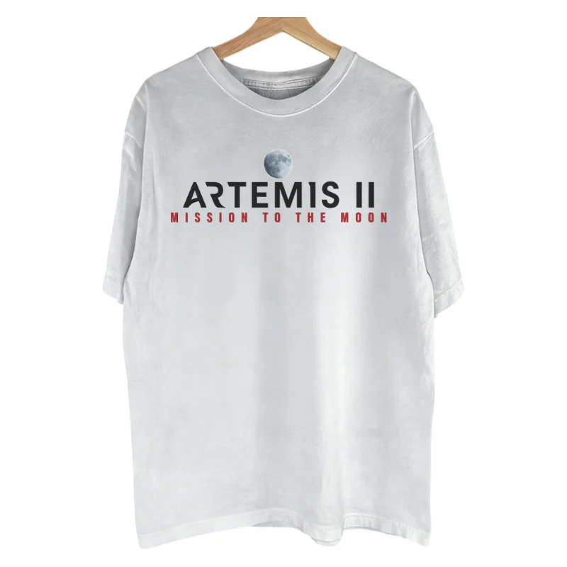 Minimal Moon Unisex Artemis II Mission To The Moon T-Shirt Cotton Crew Neck Short Sleeve Casual Streetwear Graphic Loose Tee