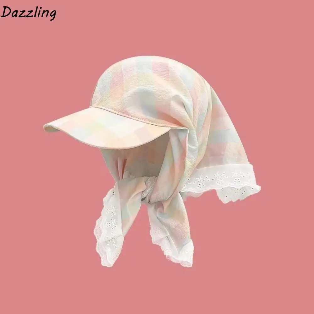 

Dopamine Style Korean Headscarf Baseball Hat Sunshade Quick-drying Triangle Headscarf Hat All-Match Soft Strappy Bandana Hat