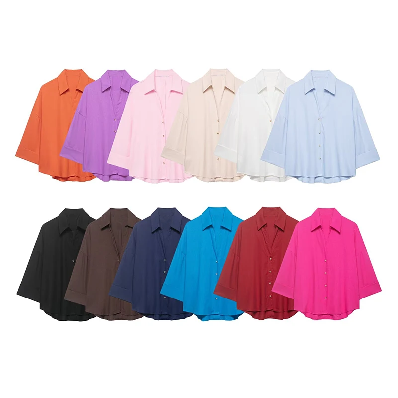 Women's Shirts Fashion Loose Casual Shirts Spring Summe Women Turn-down Collar Long Sleeves Shirts Female Blouses Chic Tops