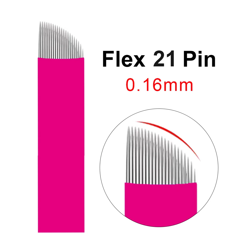 0.16mm 50/100Pcs 12pin Nano Tebori Microblading Flex Sterilized Lip Tattoo Needles Blade Permanent Makeup Eyebrow Pen