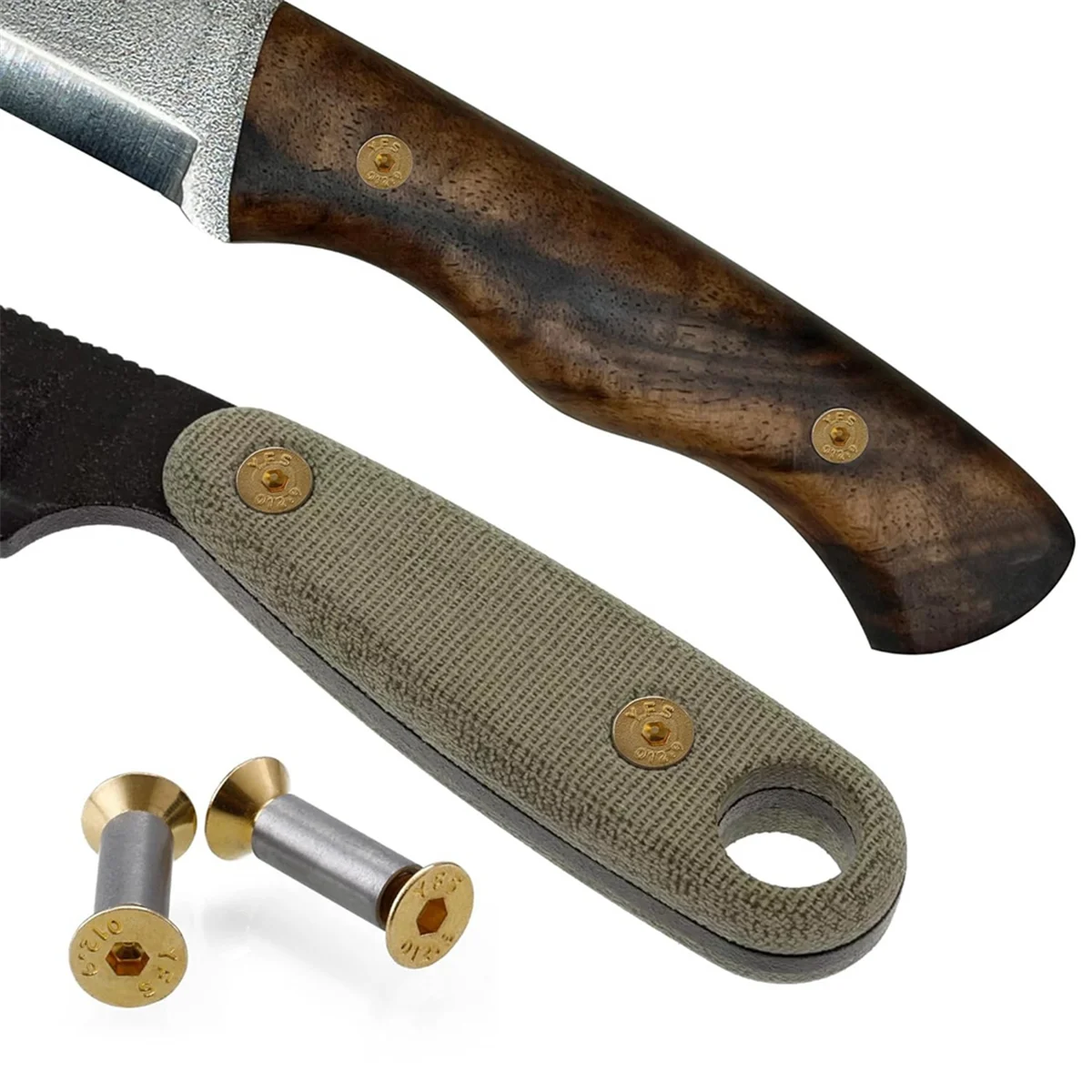 Hex Flat Head Parafusos para Facas Maker, Rebites Parafusos Fixadores, Faca Handle Parafusos, Ouro, 10 Pacotes