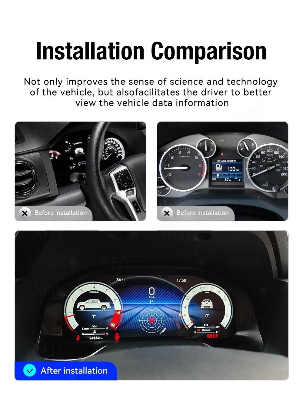 Car Speed Meter Update For Toyota Tundra Sequoia 2014-20 Virtual Cockpit Digital Cluster Car Odometer Screen Dashboard LCD Radio