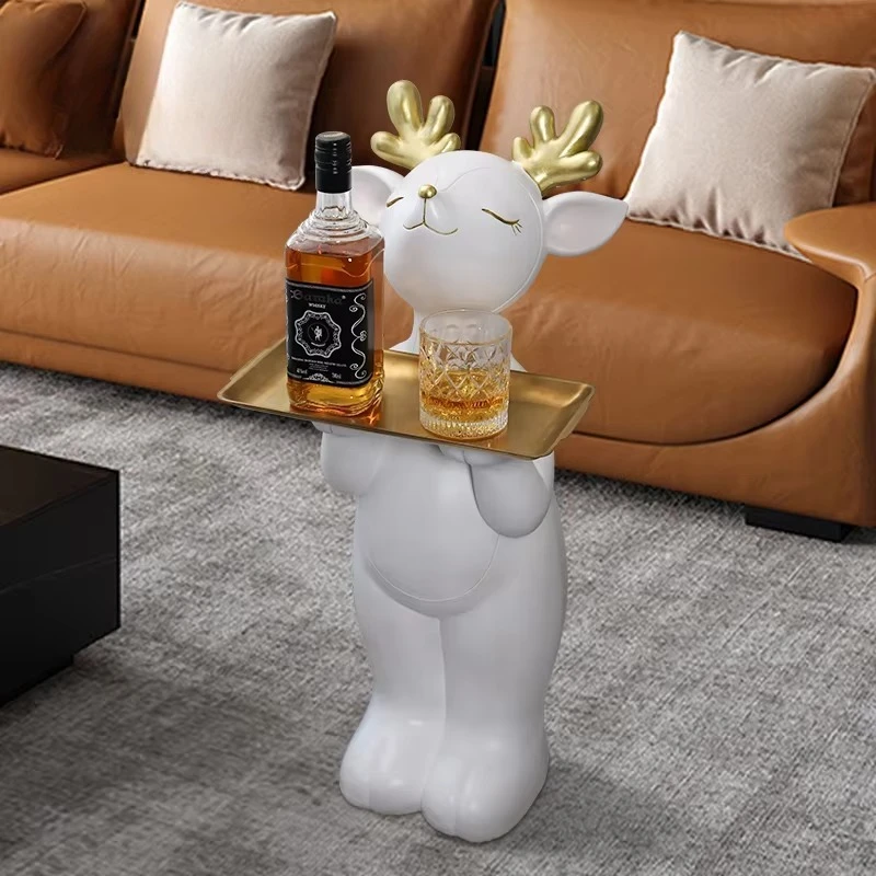 Low Moq Large Home Decor Modern resinss Crafts Creative Tray Deer Sculpture Decoration for Living Room for You