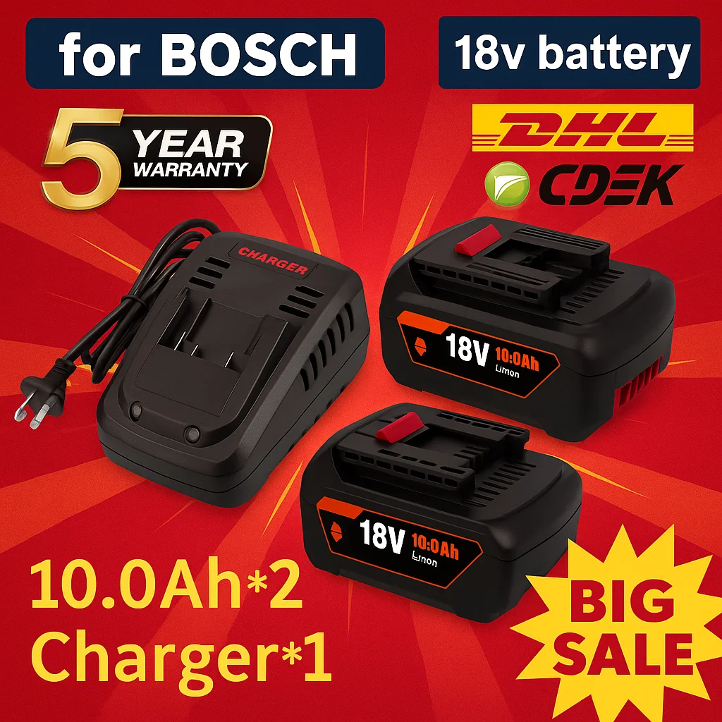 

NEW18V 10Ah Li-Ion Rechargeable BatteryPortable Backup Power Tool Batteryfor Bosch 12000mahwith Indicator Light BAT609