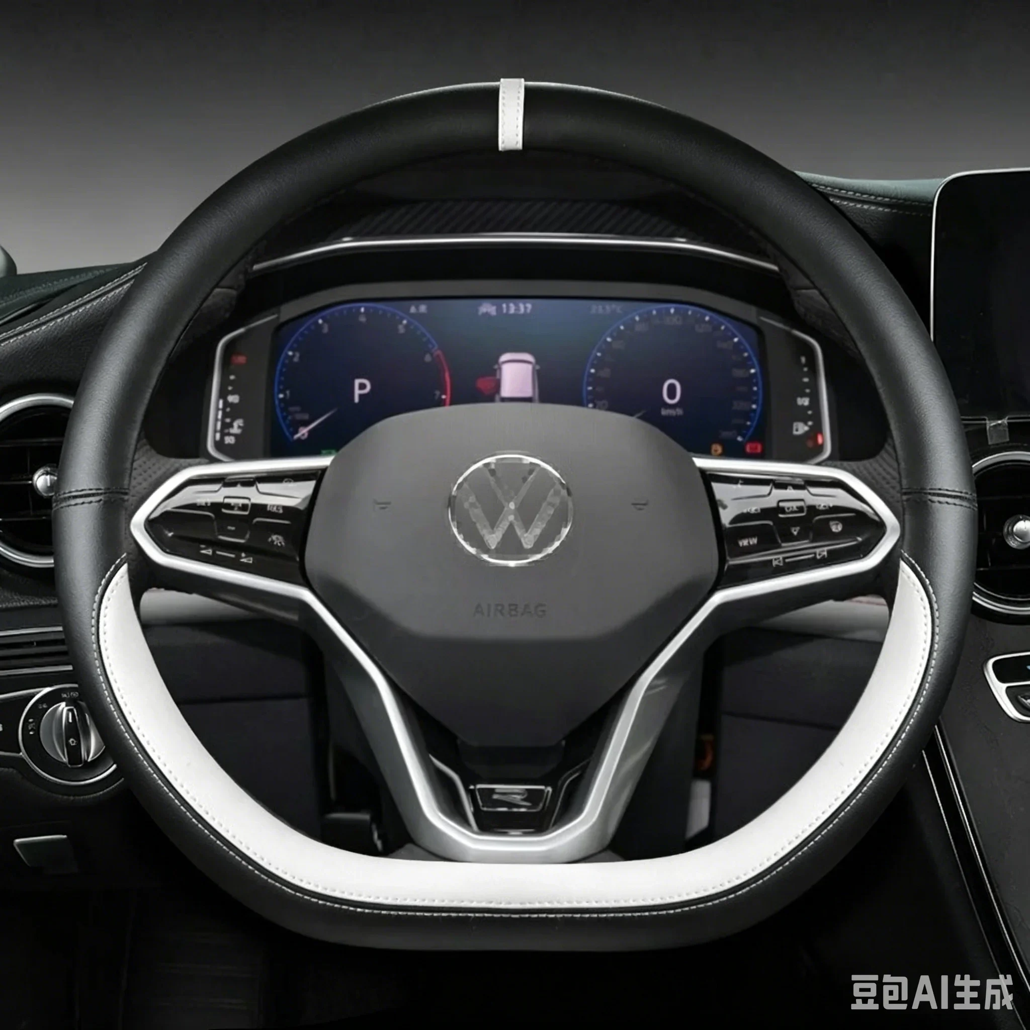 D Shape Car Steering Wheel Cover For VW Sharan Passat Caddy Touran Tiguan 2015-2021 Teramont Atlas T-Roc T-cross 2017-2021