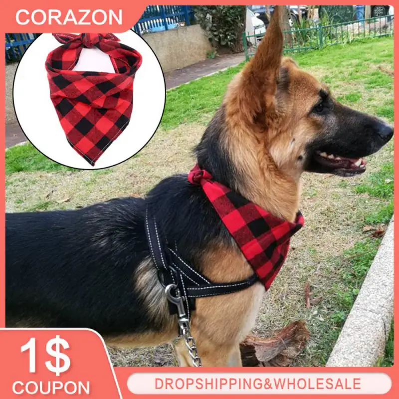 Pet Dog Bandana Classic Red Black Plaid Bow Ties Cat Puppy Kerchief Pet Neckerchief Scarf Dog Saliva Towel Dog Accessories