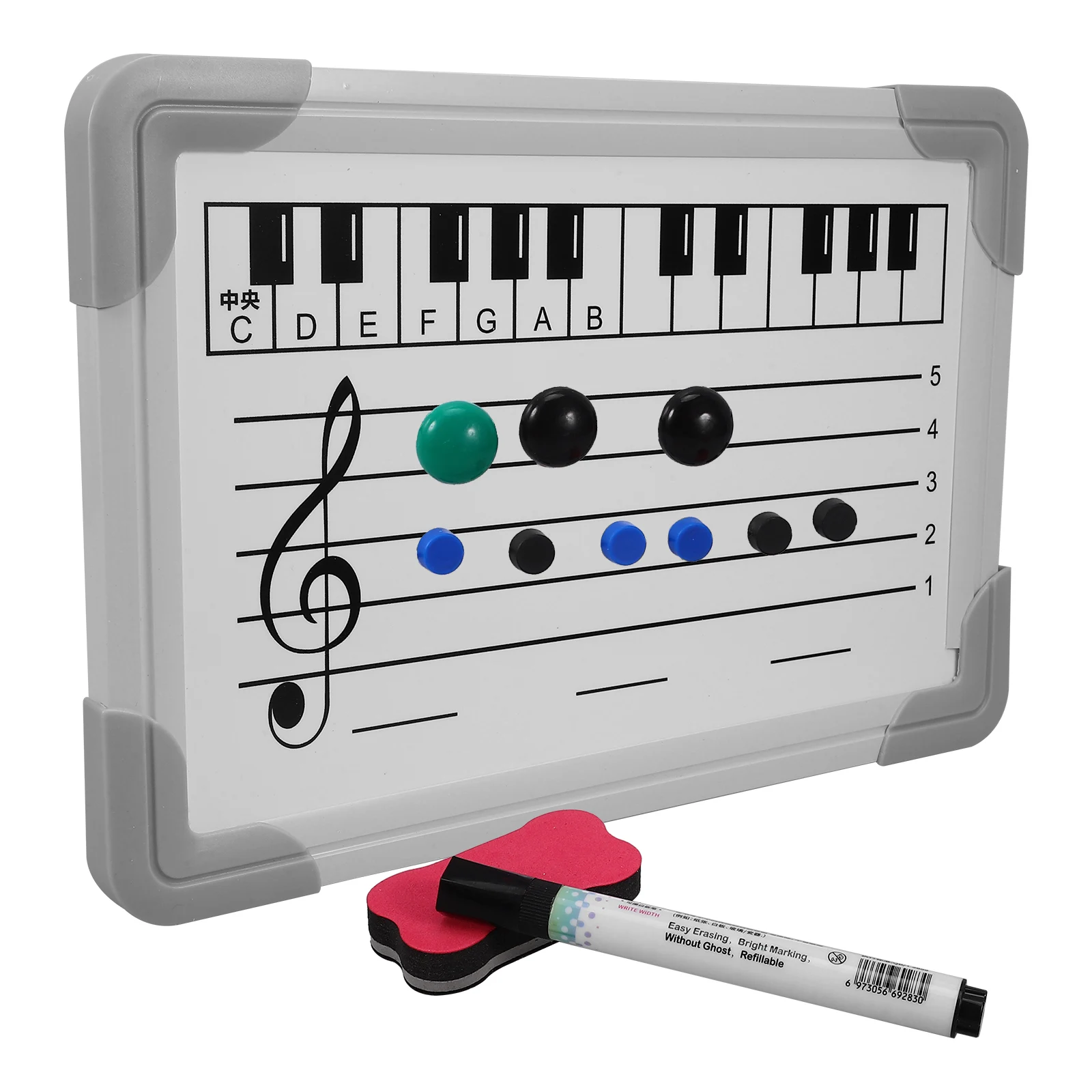 音楽スタッフホワイトボード 20 × 30 センチメートル両面ドライイレースボード高低音教育ツール磁気フレームホームスクールホワイトボード