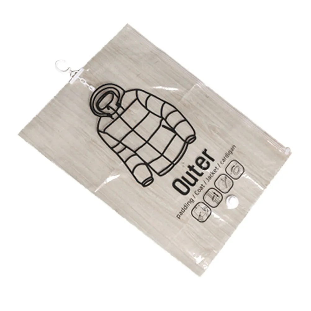 Hanging Vacuum Storage Bag Clear Pe Pa Material Airtight Moisture Resistant Proof Clothing Cover for Winter Coats
