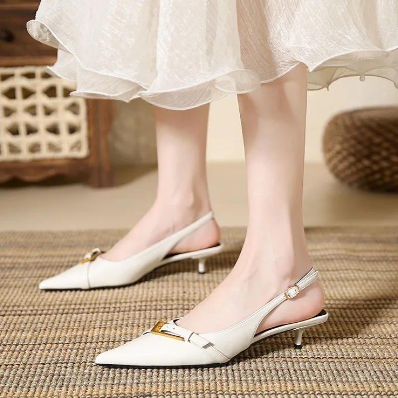 

Новая летняя женская обувь, модные женские сандалии на высоком каблуке с заостренным носком, французская повседневная обувь, дизайнерская обувь, Sandalias De Mujer