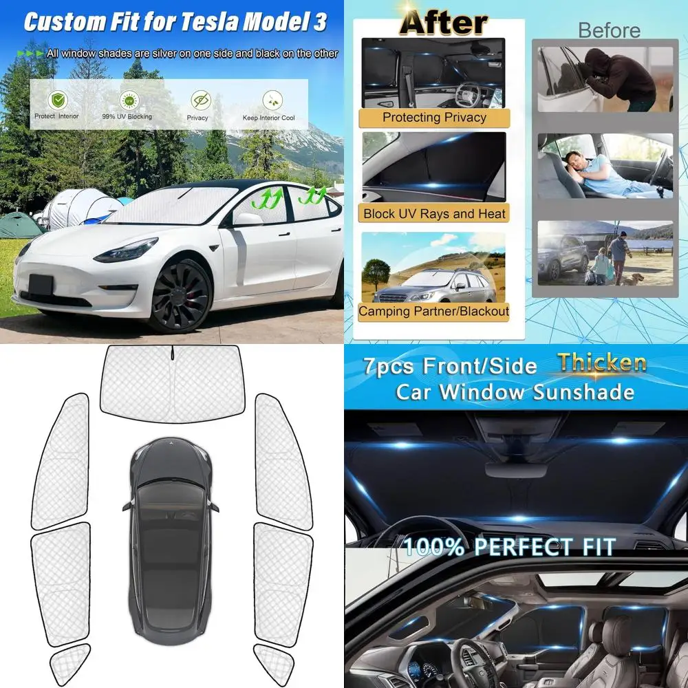 

Тонировка окон Tesla Model 3 2018-2024, солнцезащитные козырьки с УФ-блокировкой из 7 предметов для конфиденциальности и кемпинга на открытом воздухе