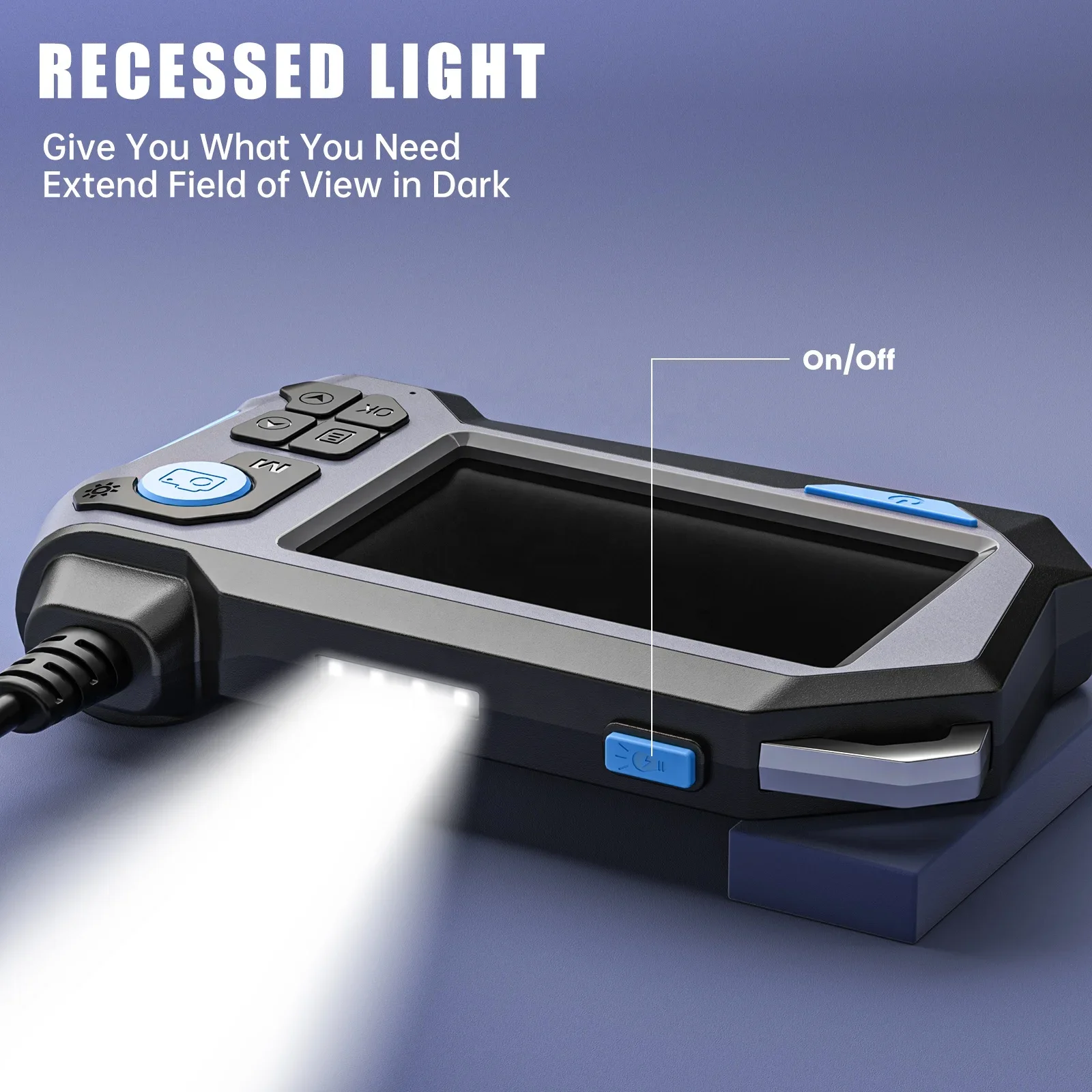 360 Auto Rotation Industrial Endoscope Camera 360 Degree Steering Dual Lens 4.5'' Screen Inspection Borescope Rigid Cable