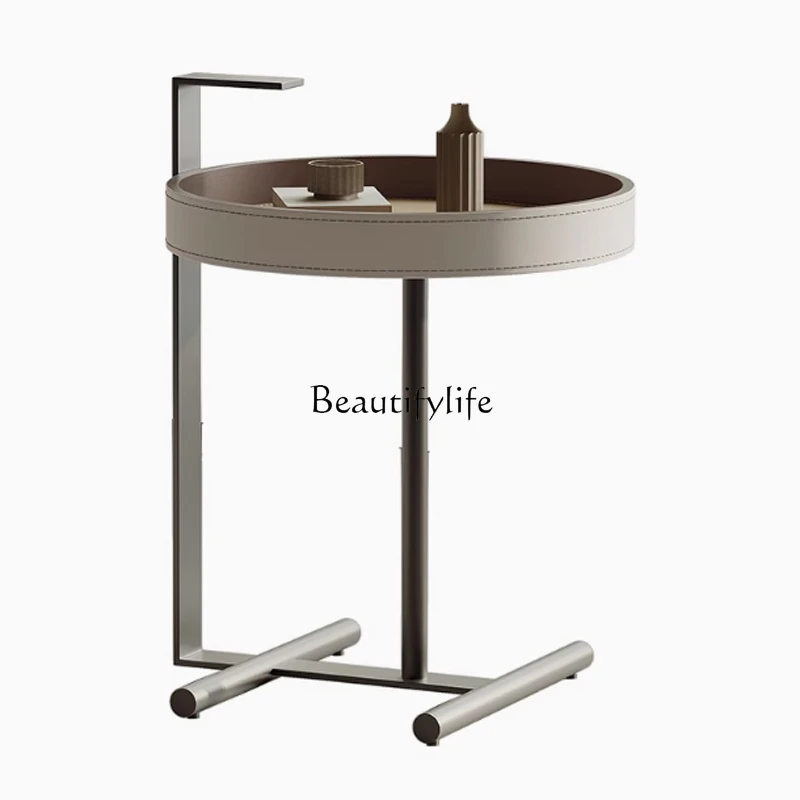 

Light luxury minimalist saddle leather edge a few small apartment creative balcony sofa corner a few