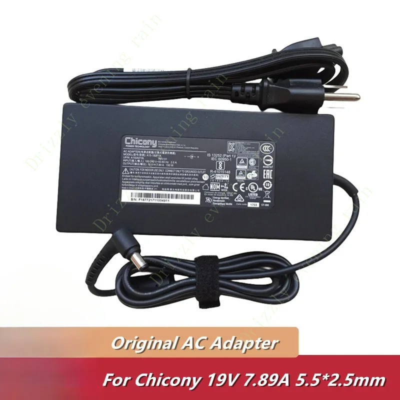 Genuine 19V 7.89A 150W A15-150P1A Chicany Charger AC Adapter for CLEVO W650KK1 P651RA NB50TK1 P950EP6 Gaming Laptop Power Supply